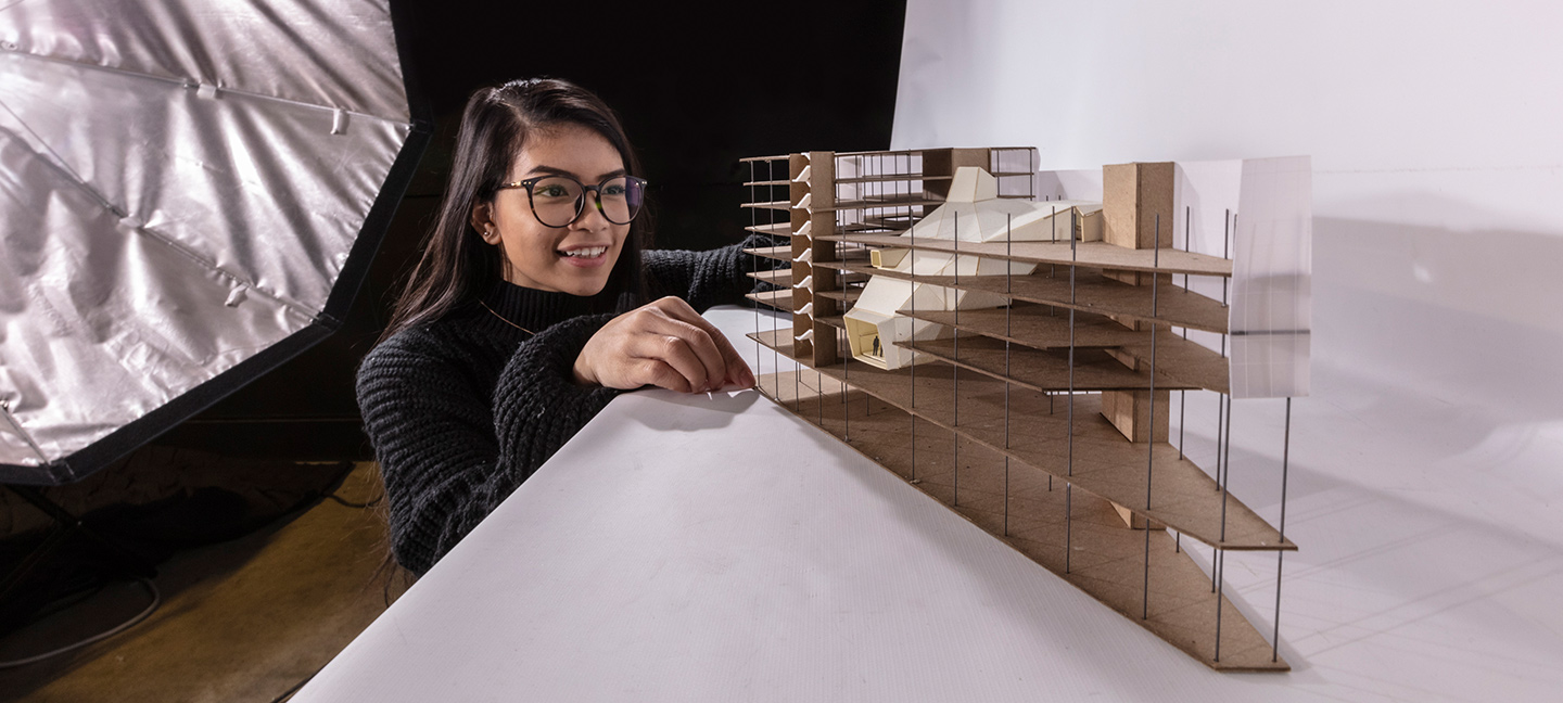 girl with architecture model