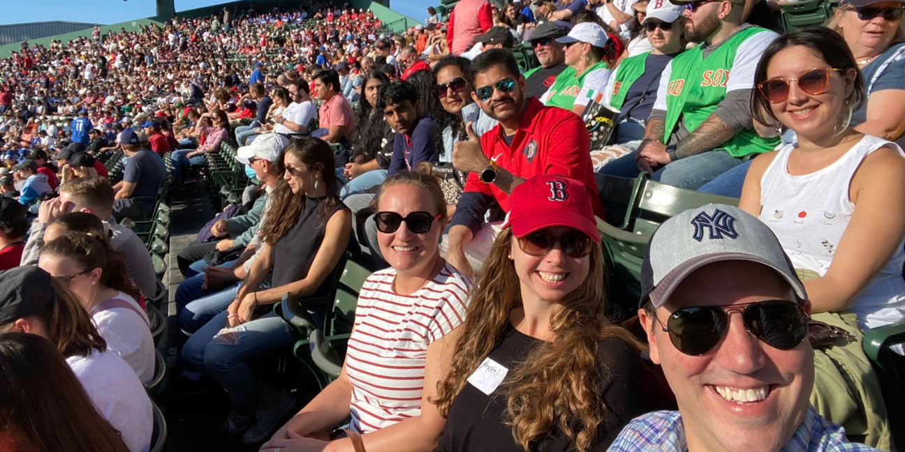 President Mahesh Daas and Alumni in the stands at Fenway.