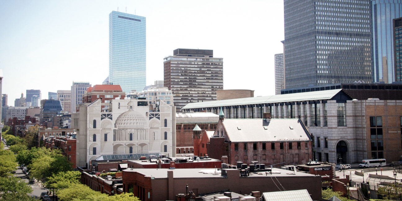 Overview of the BAC's 320 Newbury Street and 951 Boylston Street buildings in the Boston Back Bay.