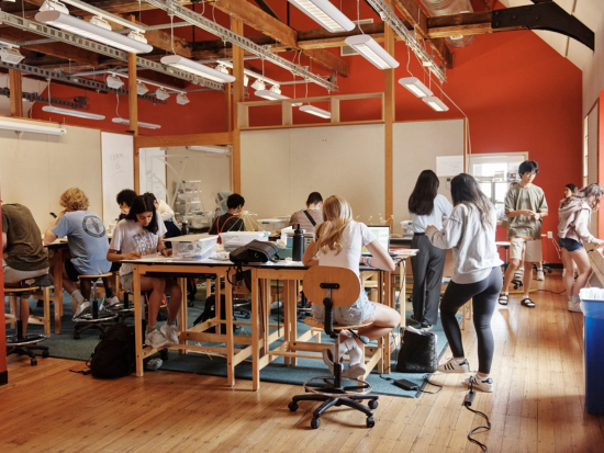 Summer Academy students work in the studio.