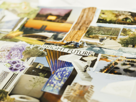 A BAC Summer Academy student's collage with the words Bright Future in the center.