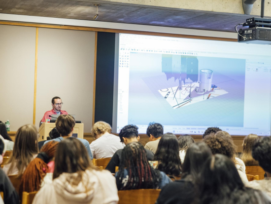 BAC Summer Academy students listen to a lecture in Cascieri Hall.