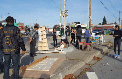 crew working on road sign