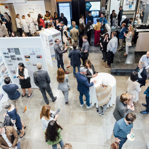 Academic Honors and Awards reception view from the second story overlooking the McCormick Gallery.