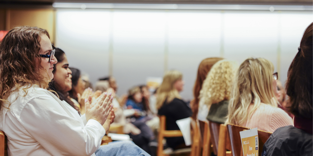Audience members applaud during the BAC's 2026 Alumni and Friends Awards ceremony honoring distinguished alumni and design leaders.