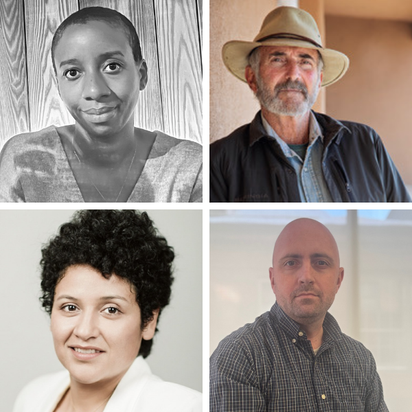 Kamilah Ain Welch, M.Ed, MDS-DHH'25, TiD-B, BAC Adjunct Faculty (top left), Mark S. Goldman, AIA, B.Arch'89, Mark Goldman Architect, Arroyo Seco, NM (top right), Monica Martinez Avila, MDS-RED'23, Project Manager - Boston Housing Authority (bottom left), and Bill Peterson, AIA, NCARB, B.Arch'13, Principal Architect, Derby Square Architects Inc. & USAF Captain (bottom right).