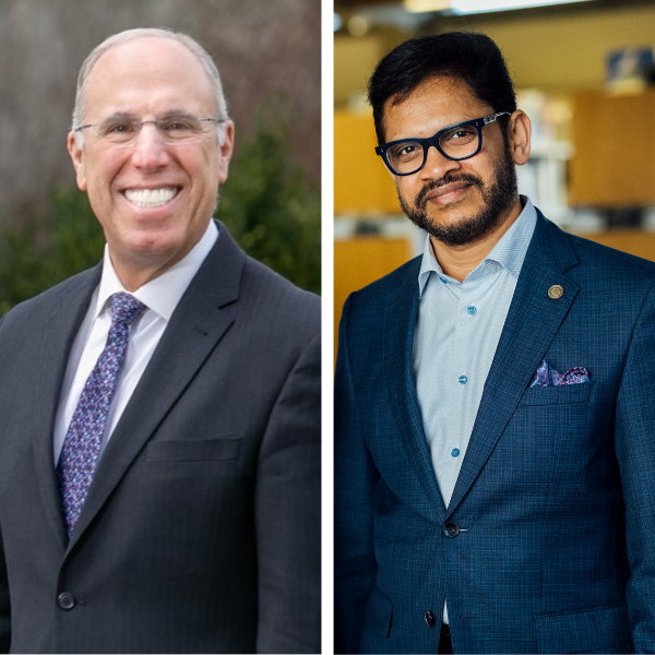 Dr. Stephen Spinelli Jr., MBA'92, PhD, President, Babson College (left)and Dr. Mahesh Daas, President, Boston Architectural College and ACSA Distinguished Professor (right).