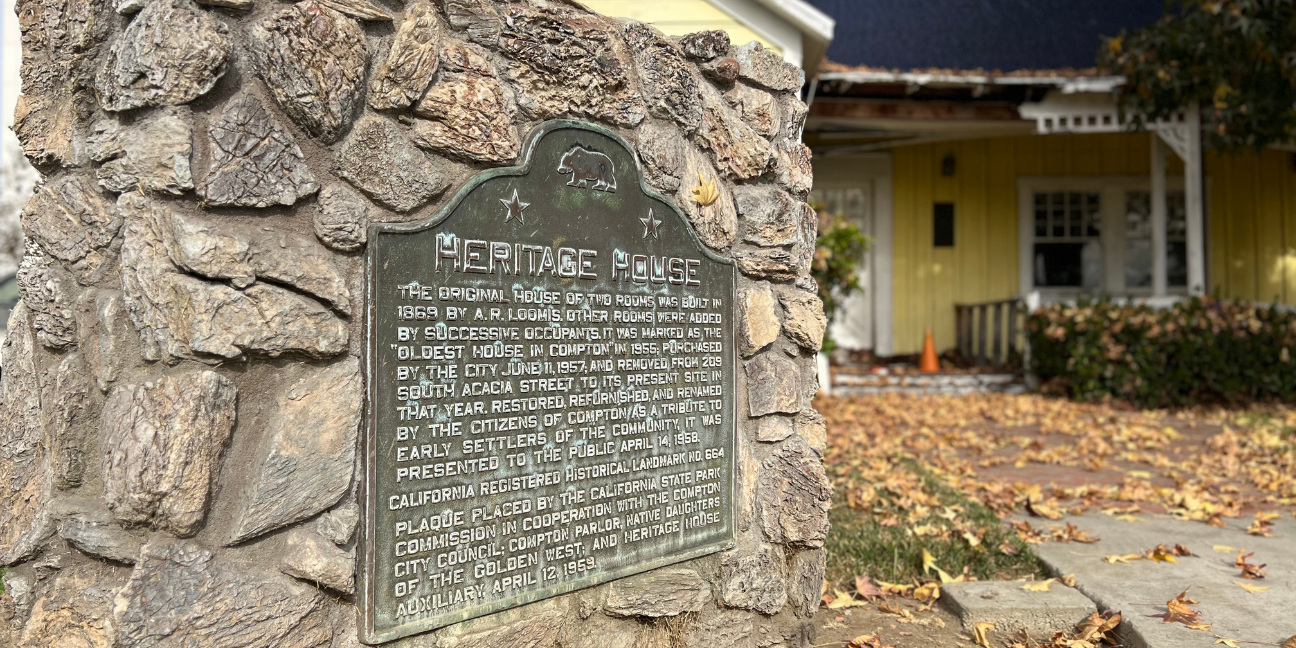 Front facade of the existing conditions of Compton’s Heritage House, the city’s oldest residential structure. enFOLD Collective’s historic preservation and community engagement project in collaboration with P31 Development. Photo Credit: P31 Development.