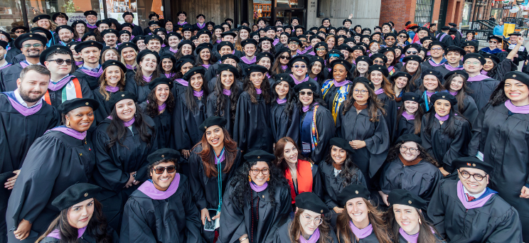 BAC Class of 2026 Commencement Group Photo in front of the BAC's 320 Newbury Street building.