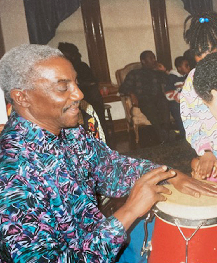 Bobby playing the drums.