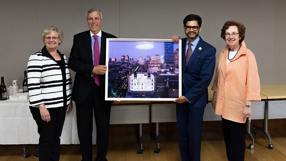  Left to Right: Judy Nitsch, Richard Martini, and President Mahesh Daas with Marilyn
