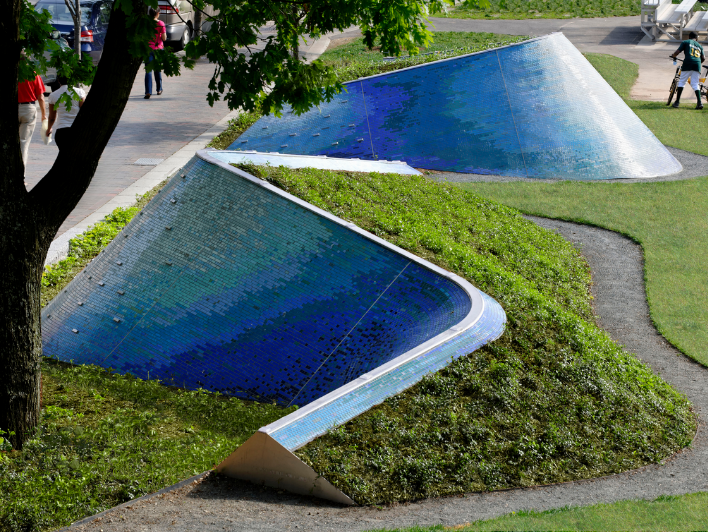 LandWave is a  sculptural landscape art project located in downtown Boston, following the historic edge of the Neck. Courtesy of Ground, Inc. Photograph by Chuck Choi.