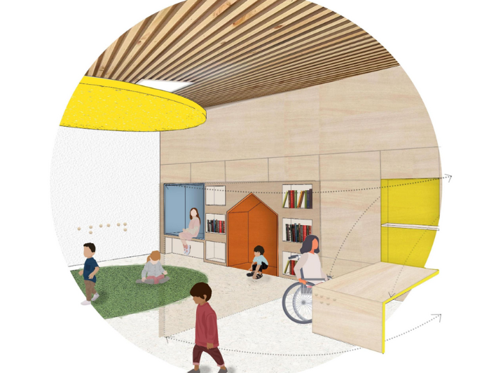 Example of the exterior space at an Education Center for the Blind from Alana Morris's, MArch'23, thesis project.