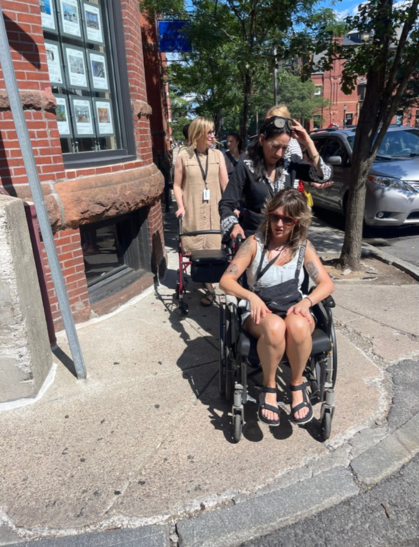 
MDS-DHH students experiencing navigating the built environment with accessiblity equipment around the City of Boston during Intensives week.