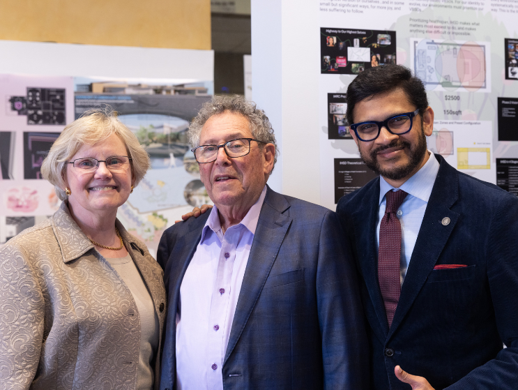 2024 Annual Board Meeting with Chair Judith Nitsch, Trustee Richard Snyder, and President Mahesh Daas. 