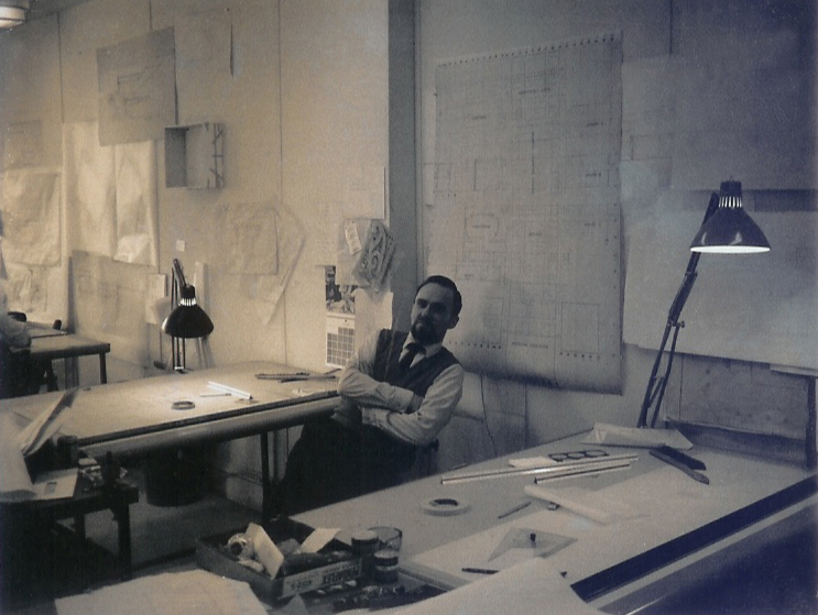 Franco Vitiello at a drafting table.