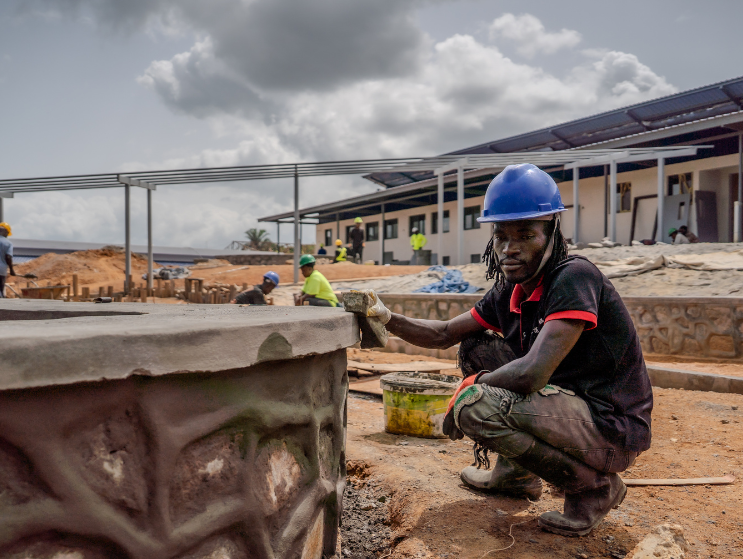 BHI team member onsite at the Maternal Center of Excellence in Sierra Leone, set to open in January 2025.