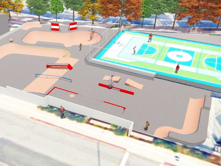 Rendered design by James of the El Segundo skatepark with Spohn Ranch Skateparks.