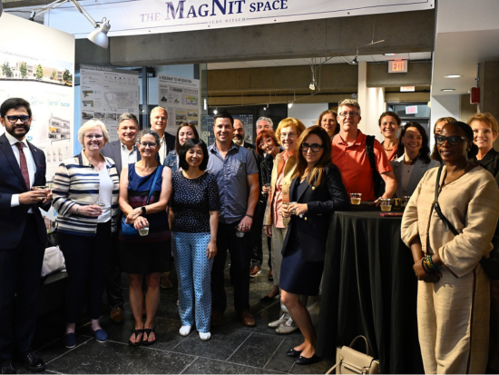 Some of the BAC's Board of Trustees and executive staff take a group photo in the McCormick Gallery. June 2025.